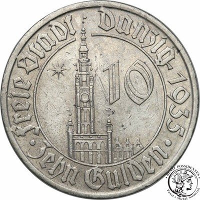 WM Gdańsk Danzig 10 guldenów 1935 PIĘKNE i RZADKIE