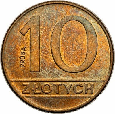 PRÓBA mosiądz 10 złotych 1989 st. 1 RZADKIE