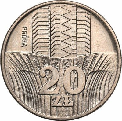 PRÓBA CuNi 20 złotych 1973 wieżowiec i kłosy st.1
