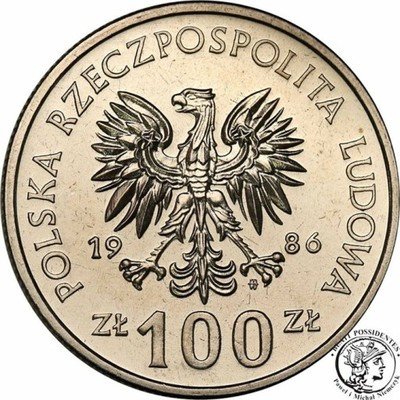 PRÓBA Nikiel 100 złotych 1986 Łokietek st.L