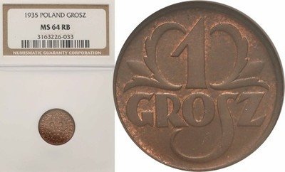 1 grosz 1935 NGC MS64 RB