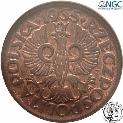 1 grosz 1935 NGC MS64 RB