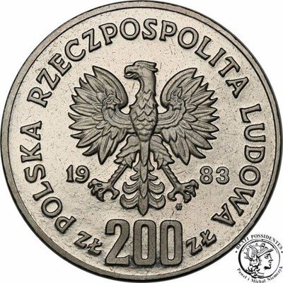 PRÓBA Nikiel 200 złotych 1983 Sobieski st.L