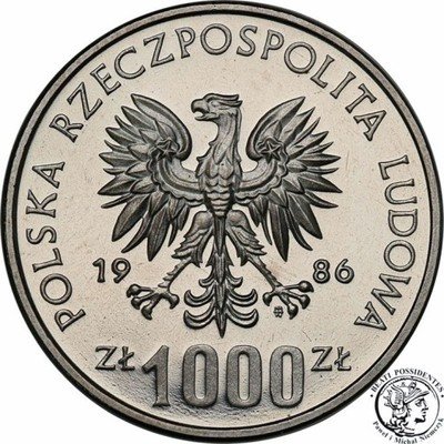 PRÓBA Nikiel 1000 zł 1986 Pomoc Szkole st.L