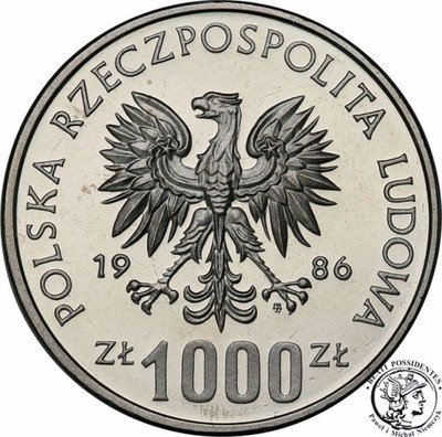 PRÓBA Nikiel 1000 złotych 1986 Łokietek st.L