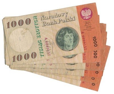 Banknoty 10 x 1000 złotych 1965 Kopernik