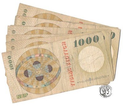 Banknoty 10 x 1000 złotych 1965 Kopernik