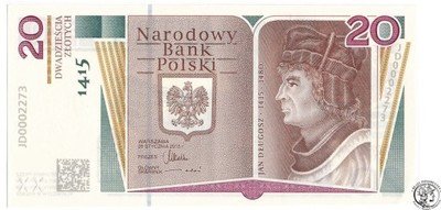 20 zł 2015 Jan Długosz 600 Rocznica urodzin UNC