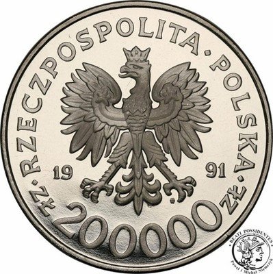 PRÓBA Nikiel 200 000 złotych 1991 Konstytucja stL-