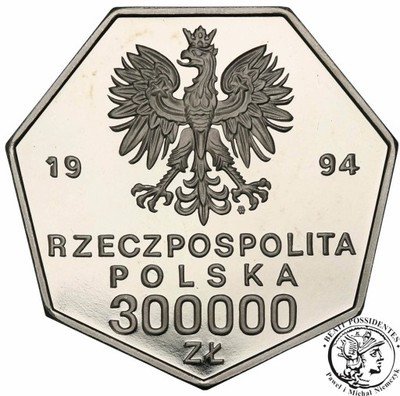 PRÓBA Nikiel 300 000 złotych 1994 Bank Polski st.L