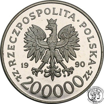 PRÓBA Nikiel 200 000 złotych 1990 Solidarność st.L