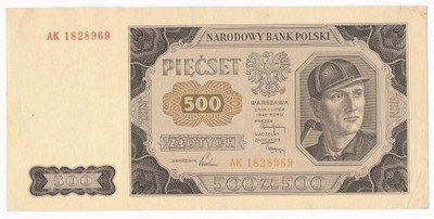 Banknot 500 złotych 1948 AK ŁADNY