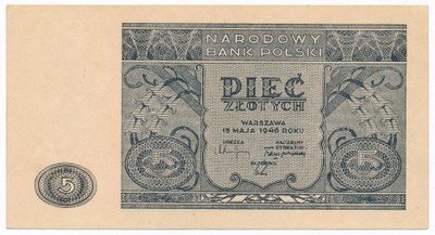 Banknot 5 złotych 1946 (UNC-) PIĘKNY