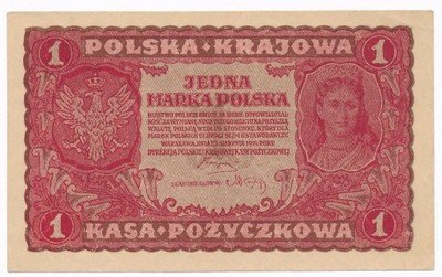 Banknot 1 marka polska 1919 (UNC-) PIĘKNY