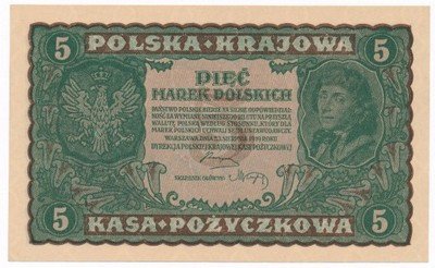 Banknot 5 marek polskich 1919 (UNC) PIĘKNY
