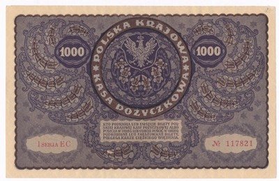 RZADKIE 1000 marek polskich 1919 (UNC-) PIĘKNY