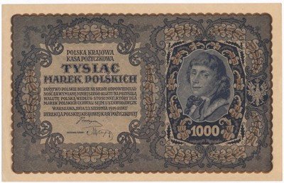 RZADKIE 1000 marek polskich 1919 (UNC-) PIĘKNY