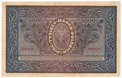 RZADKIE 5000 marek polskich 1919 B PIĘKNY