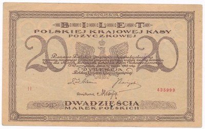 Banknot 20 marek polskich 1919 ładne