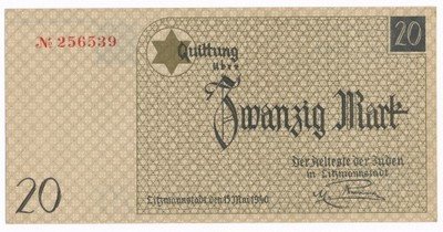 Getto Łódź 20 Marek 1940 st.1 (UNC) PIĘKNE
