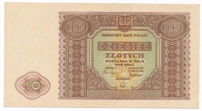 RZADKI Banknot 10 złotych 1946 (UNC) IDEALNY