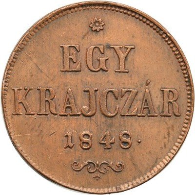 Węgry 1 Krajcar 1848 Wiosna Ludów st.3+