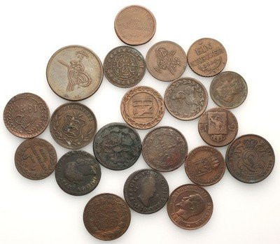 Europa monety miedziane różne lot 20 sztuk st.3