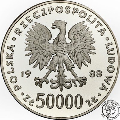 50 000 złotych 1988 Piłsudski lustrzanka st.L