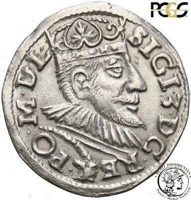 Zygmunt III Waza trojak 1591 Poznań PCGS AU