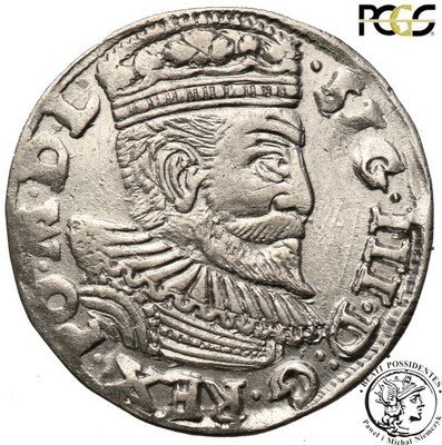 Zygmunt III Waza trojak 1595 Poznań PCGS AU50