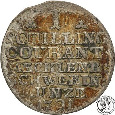 Niemcy Mecklenburg Schwerin 1 szyling 1791 st.2-
