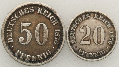 Niemcy monety srebrne 1876 lot 2 szt. st.3