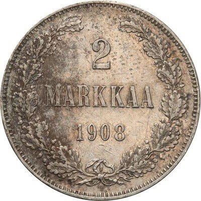 Finlandia 2 Markka 1908 Mikołaj II st.3+