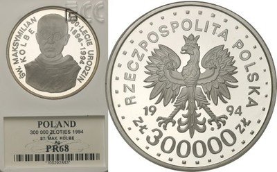 300 000 złotych 1994 Maksymilian Kolbe st.L