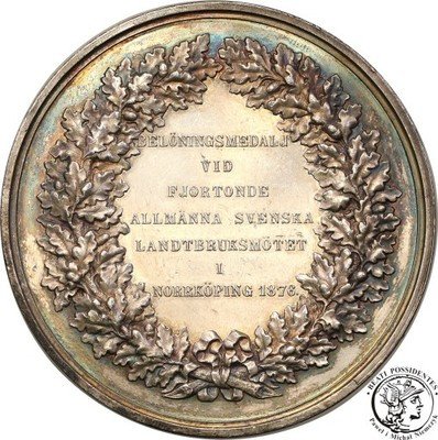 Szwecja medal 1876 Oscar II SREBRO st.1