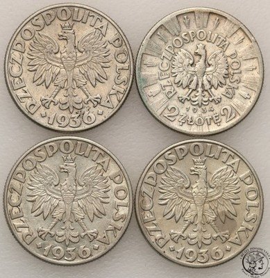 2 złote Piłsudski + żaglowiec 1934-36 st.3/3+