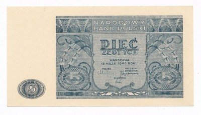 Banknot 5 złotych 1946 (UNC) IDEALNY