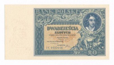 Banknot 20 złotych 1931 DK (UNC) IDEALNY