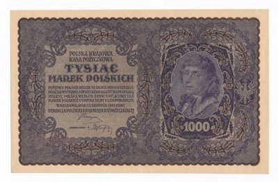 RZADKIE 1.000 marek polskich 1919 (UNC-) PIĘKNY