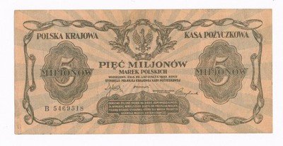 RZADKIE 5 milionów marek polskich 1923 G s2 PIĘKNE