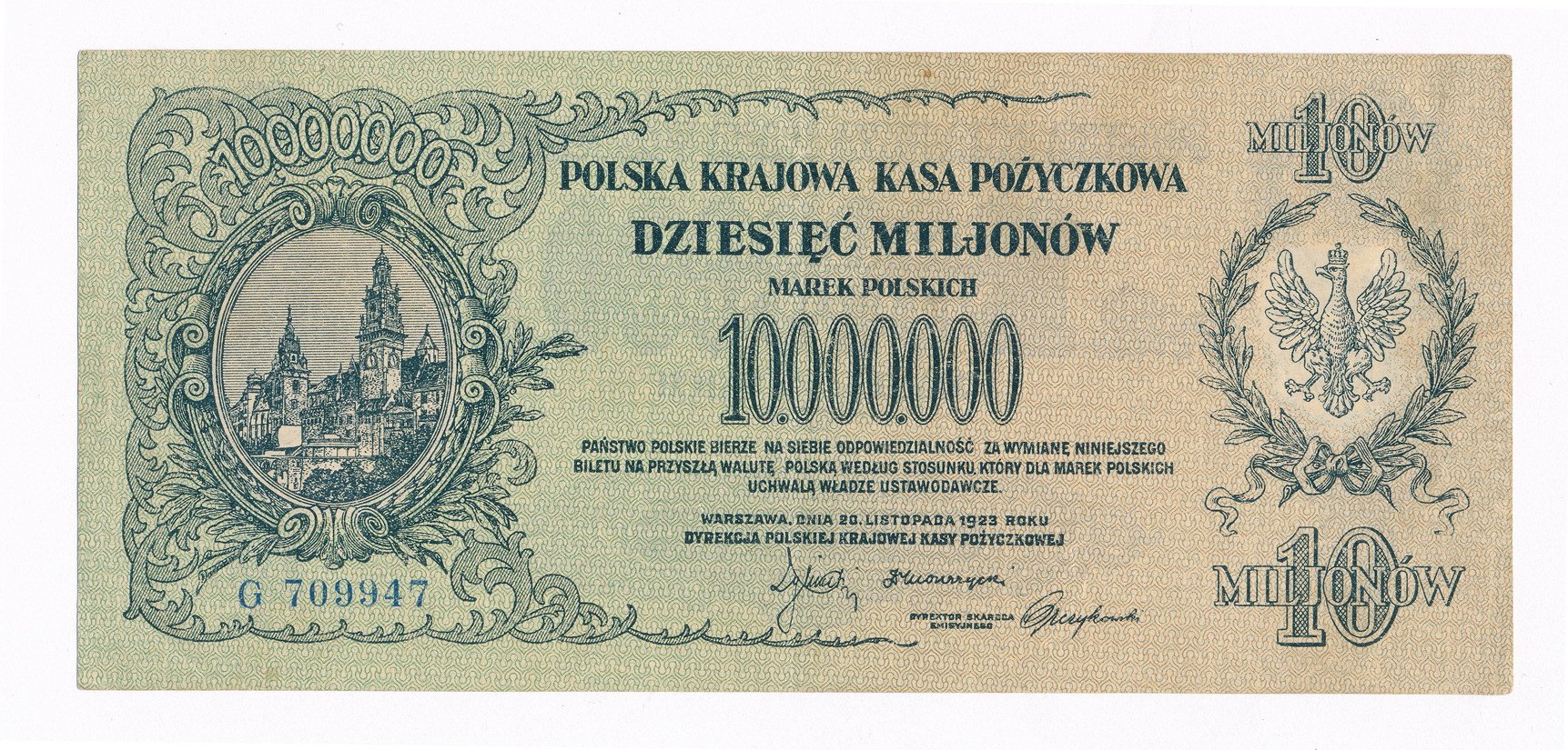 RZADKIE 10 Milionów Marek Polskich 1923 B PIĘKNE | Archiwum.niemczyk.pl