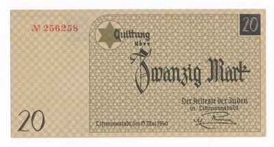 Getto Łódź 20 Marek 1940 st.1 (UNC) PIĘKNE