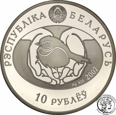 Białoruś 10 Rubli 2007 słowik st.L