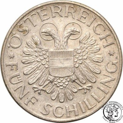 Austria 5 Szylingów 1935 st.3+