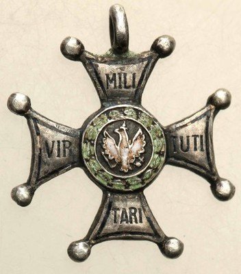 Miniaturka krzyża Virtuti Militari SREBRO Knedler