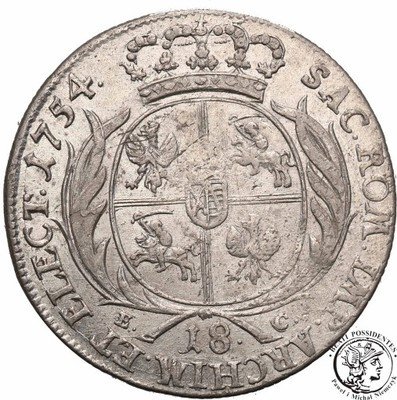 August III Sas ort 1754 Lipsk st.1- PIĘKNY