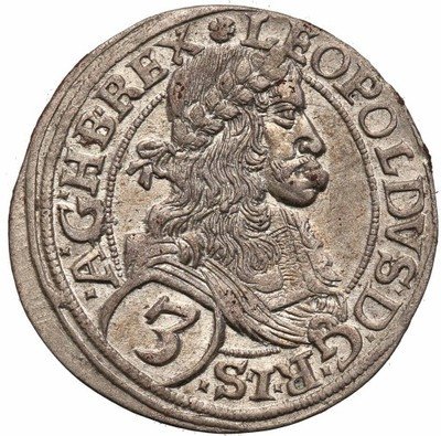 Austria Leopold I 3 Krajcary 1672 Wiedeń s1 PIĘKNE