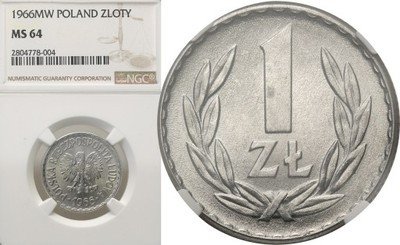 1 złoty 1966 NGC MS64