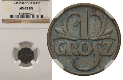 1 grosz 1935 NGC MS63 BN