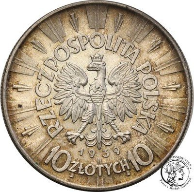10 złotych 1939 Piłsudski st.1- PIĘKNY